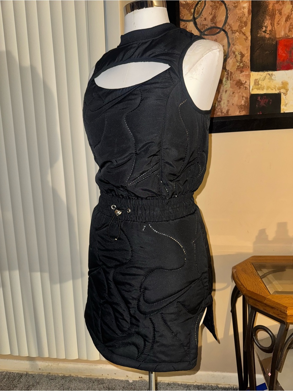 Cyber Futurist Nike Sportswear Quilted Cutout Mini Dress